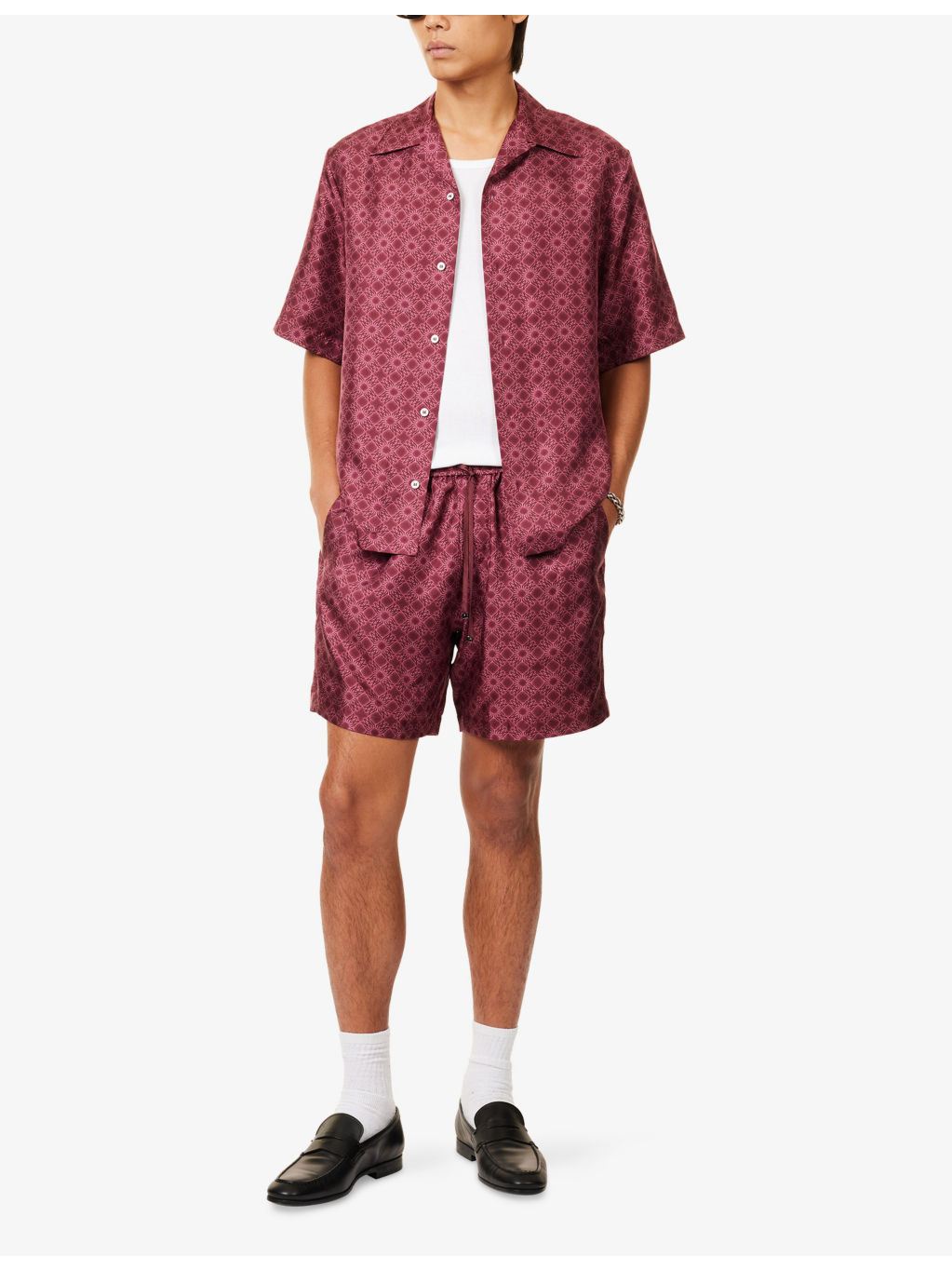 Quad Graphic-Print Silk Bowling Shorts - 2