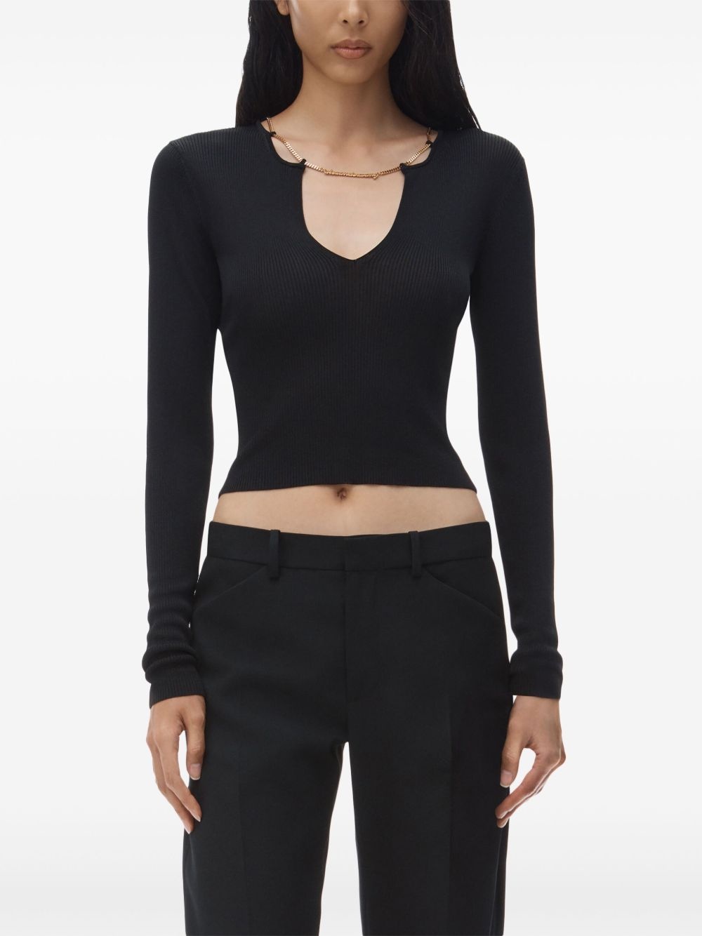 logo-plaque knitted top - 3