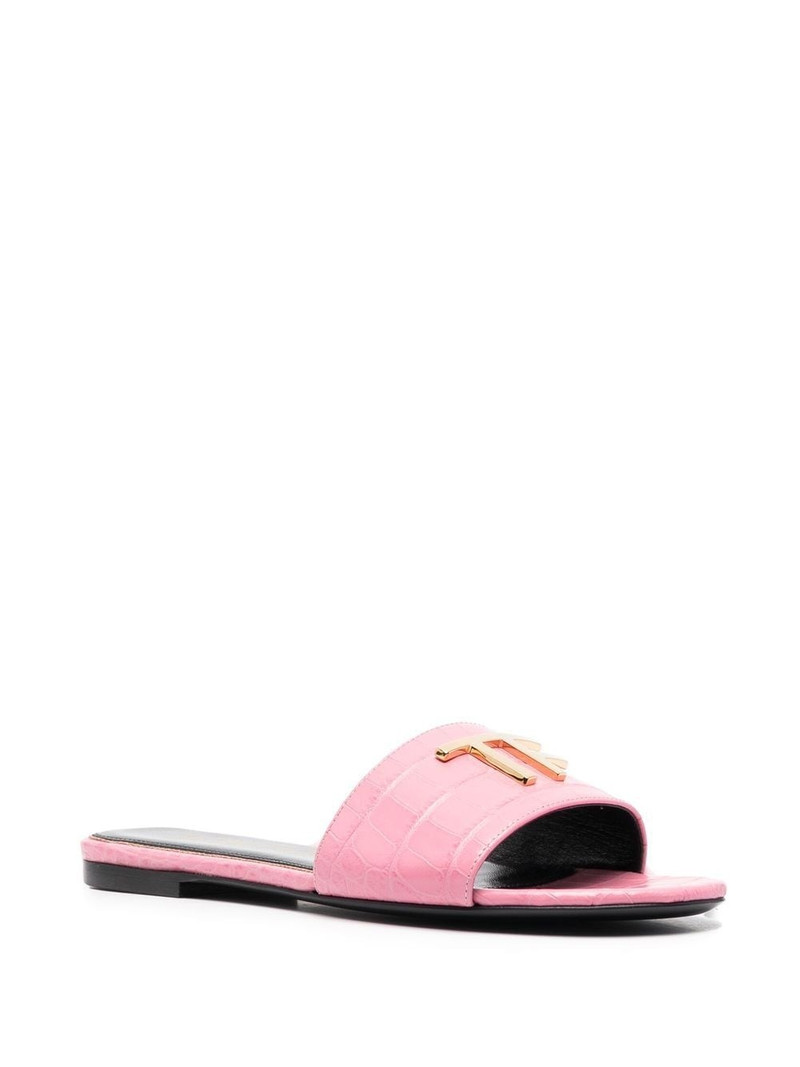TOM FORD logo-plaque crocodile-effect sandals outlook