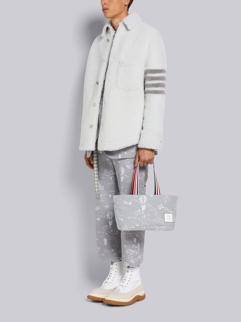 Medium Grey Cotton Canvas Sky Motif Drawstring Small Tool Tote 6