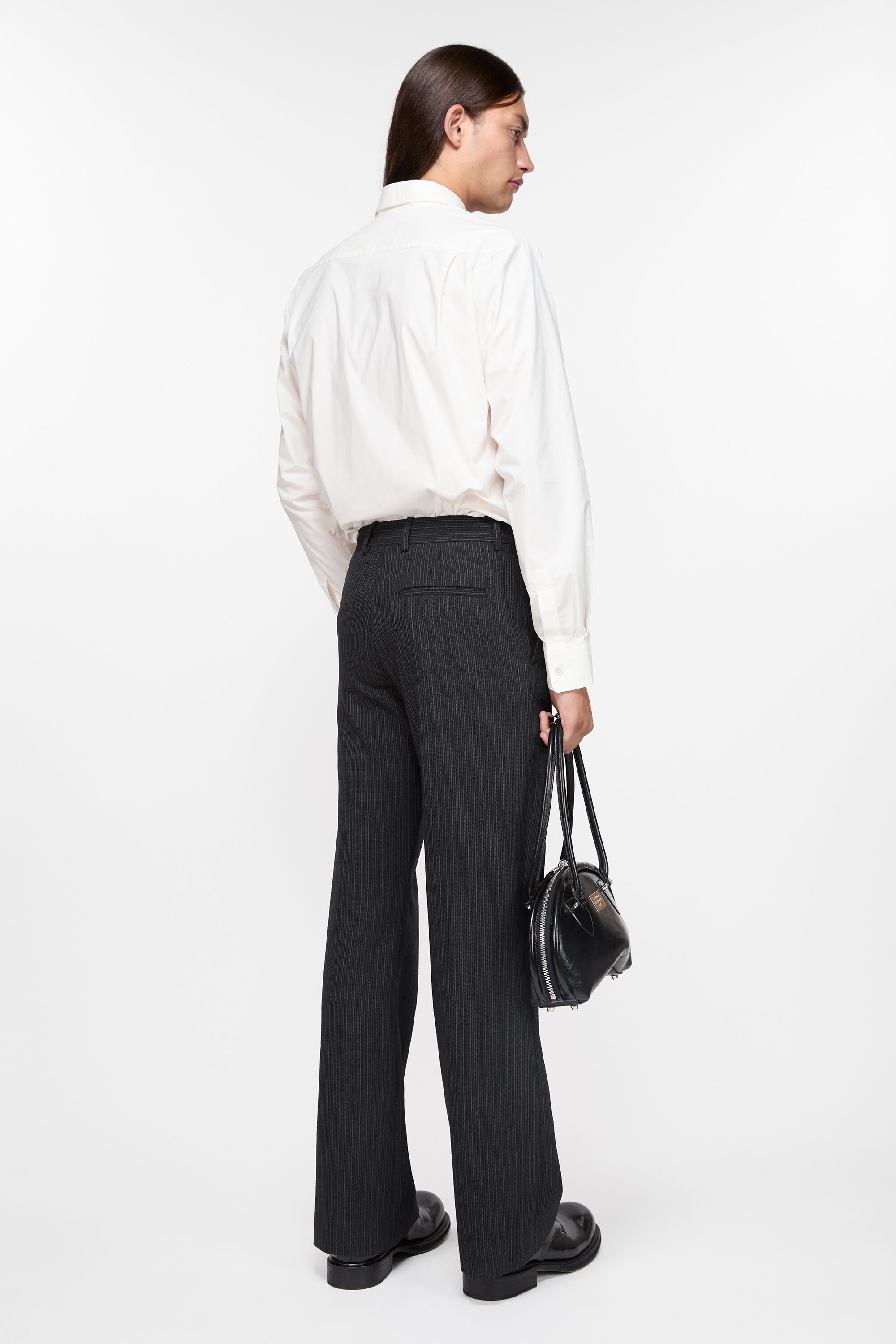 Trousers pinstripe wool blend - Black - 3