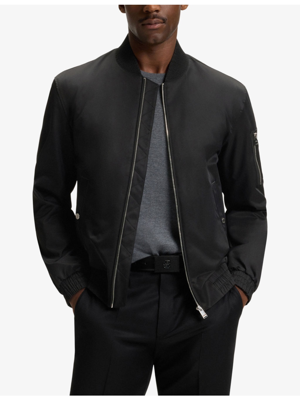 Regular-Fit Zip-Up Woven Bomber Jacket - 3