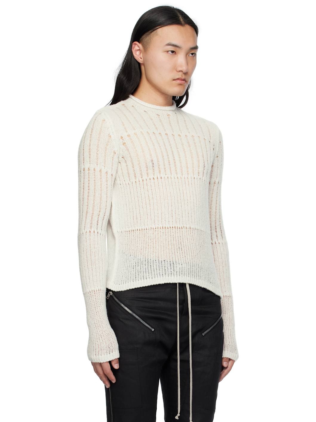 Off-White Hollywood Grid Knit Cropped Biker Sweater - 2