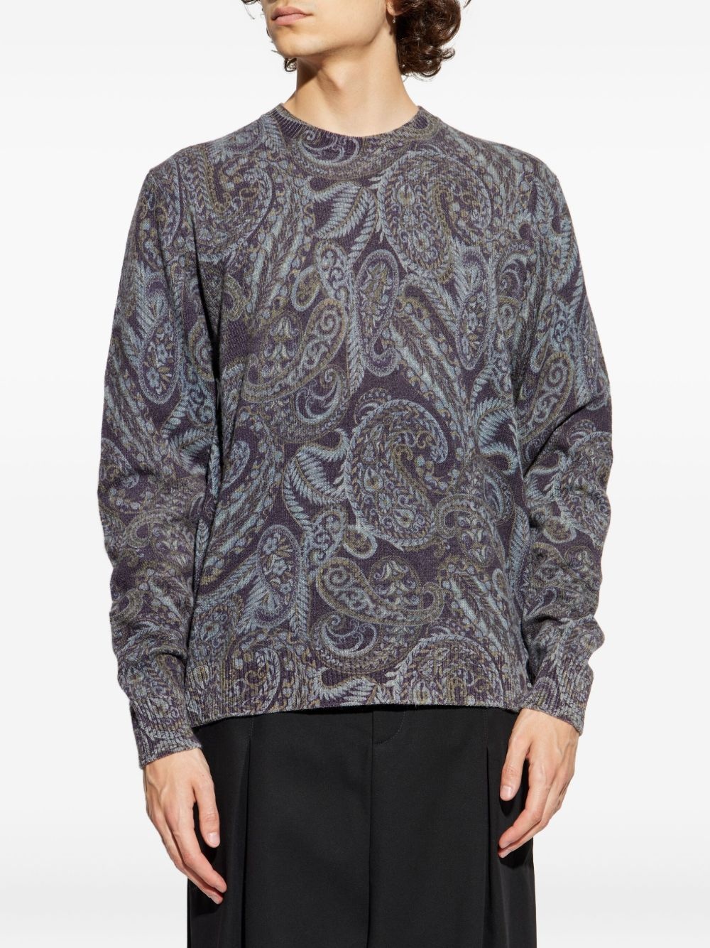 paisley ribbed wool sweater - 3
