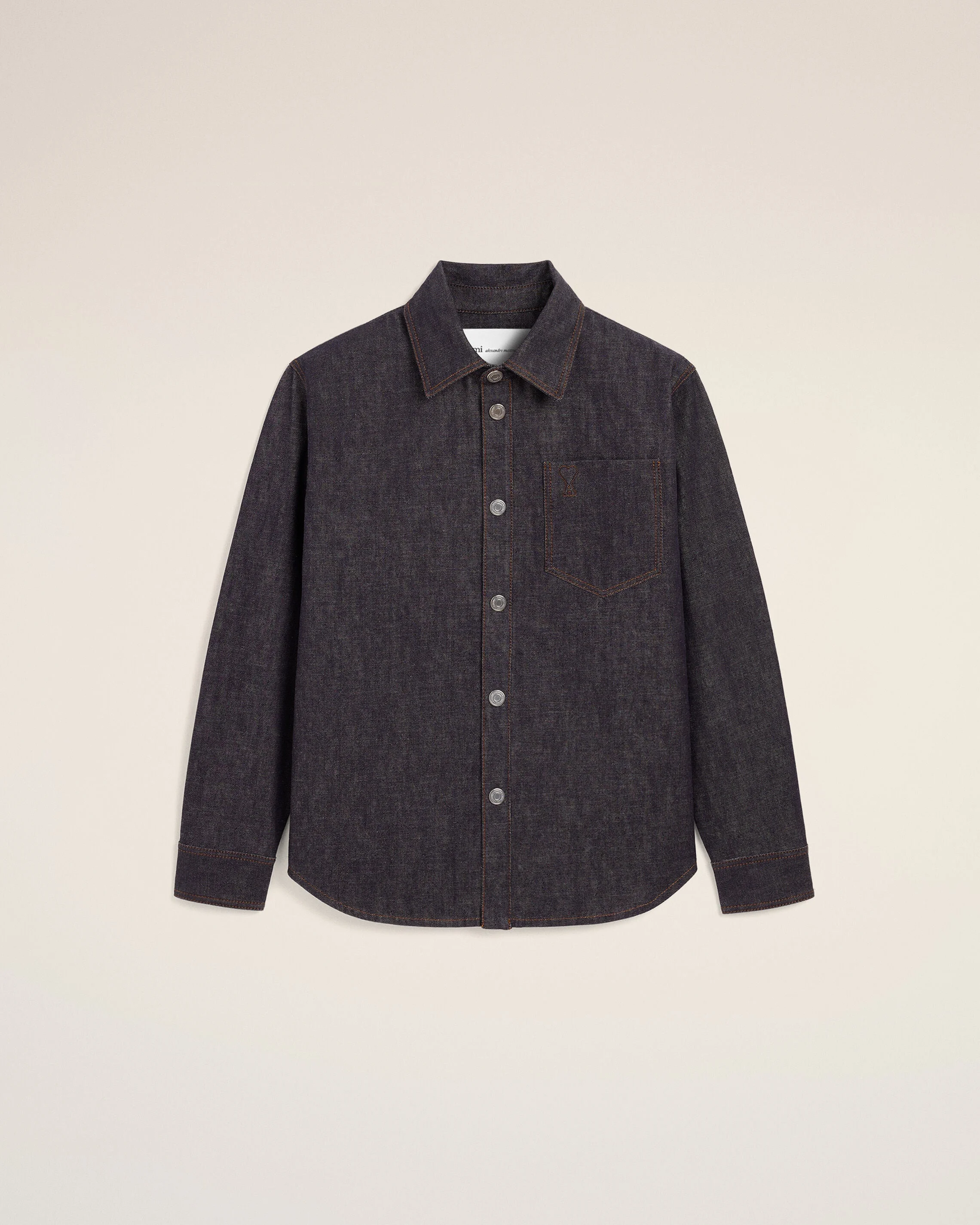 BLUE COTTON OVERSHIRT WITH AMI DE COEUR - 1