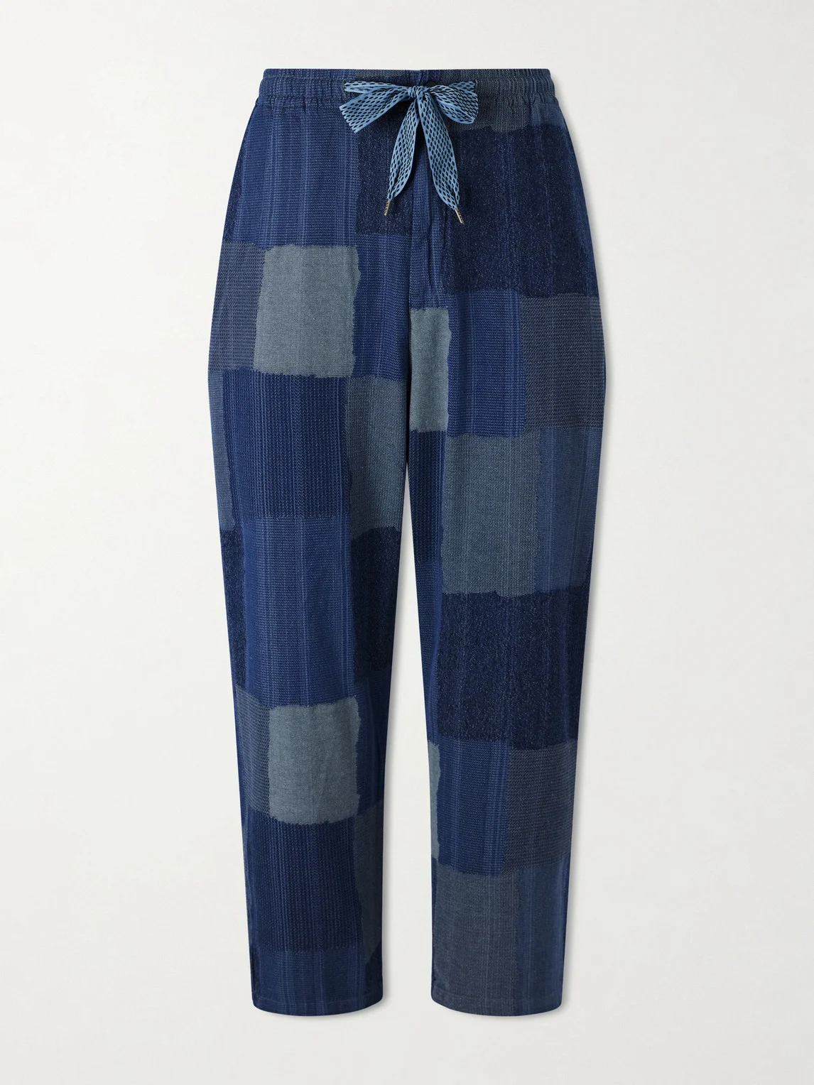 Tugihagi Straight-Leg Patchwork Cotton Drawstring Trousers - 1