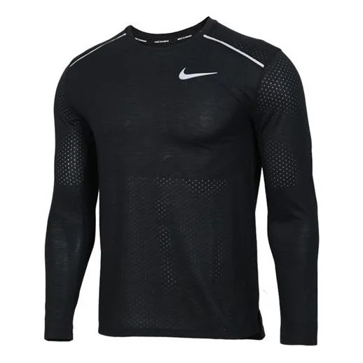 Nike RISE 365 Breathable Mesh Long Sleeves Running Black AQ9924-010 - 1