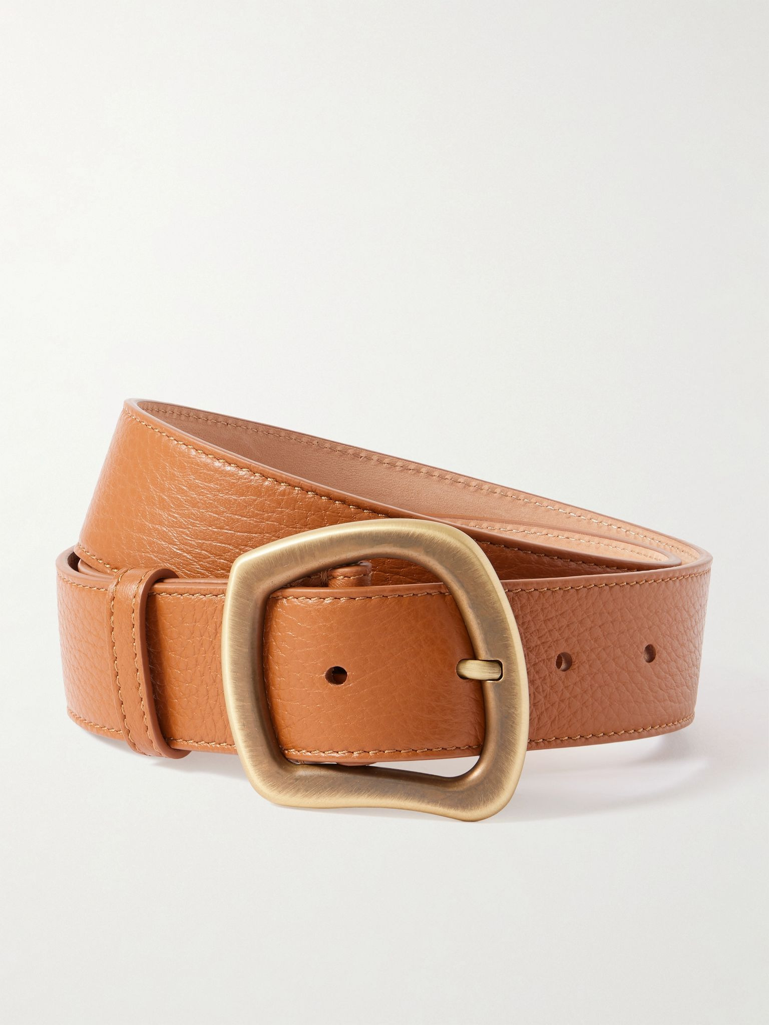 Simone textured-leather belt Tan - 1