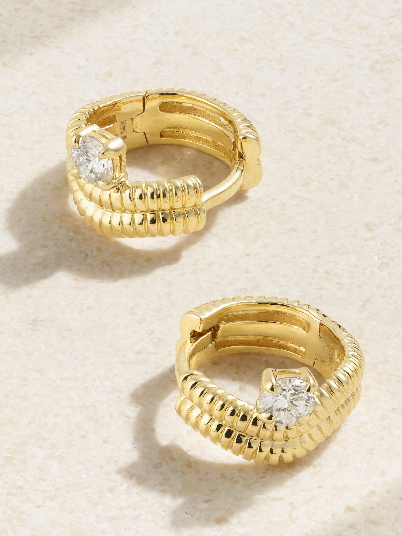 Freddie 14-karat gold diamond hoop earrings Gold - 3