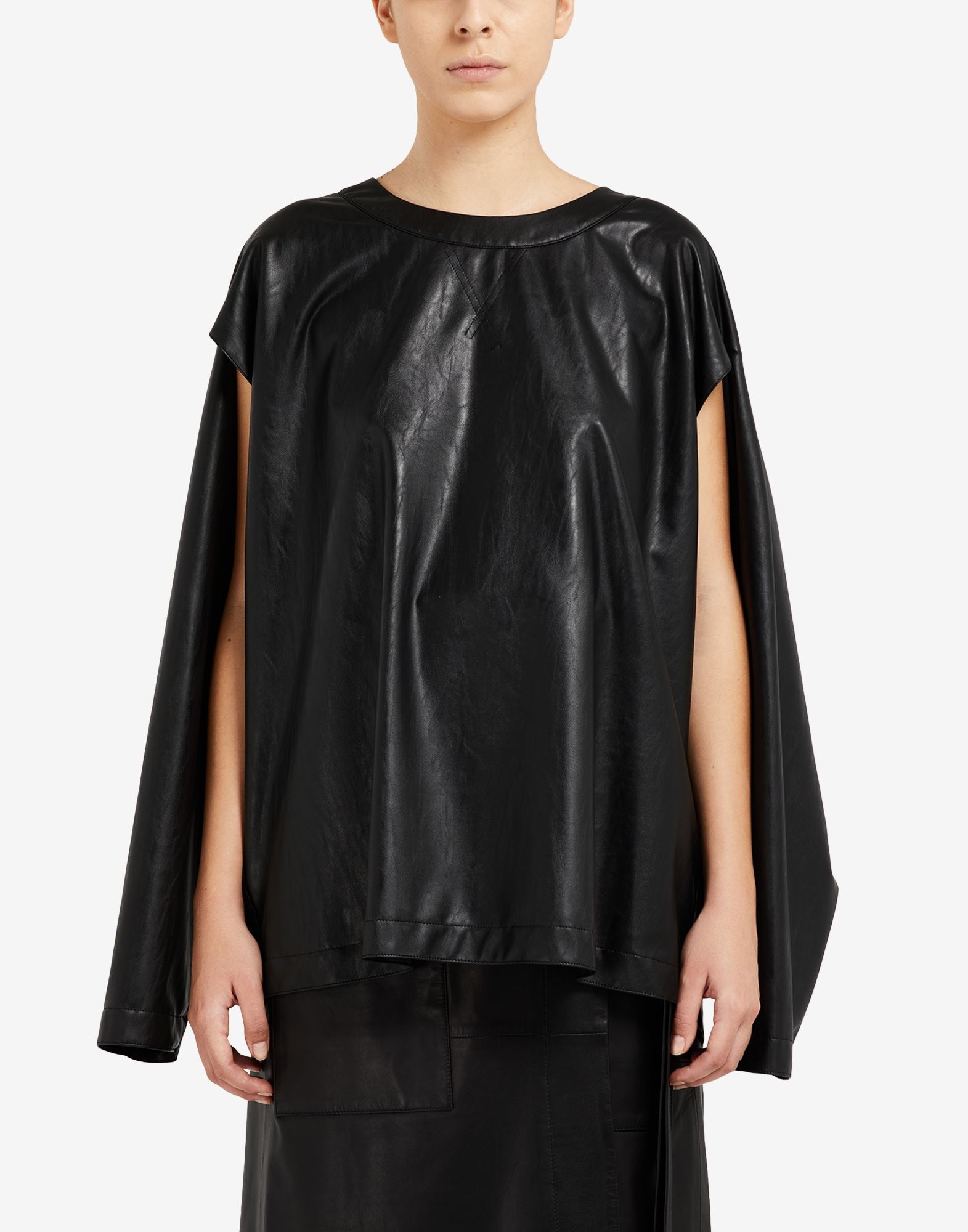 Oversized faux leather sweatshirt - 5