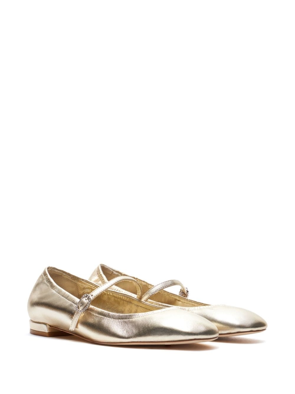 Claris crystal-embellished leather ballerina shoes - 2