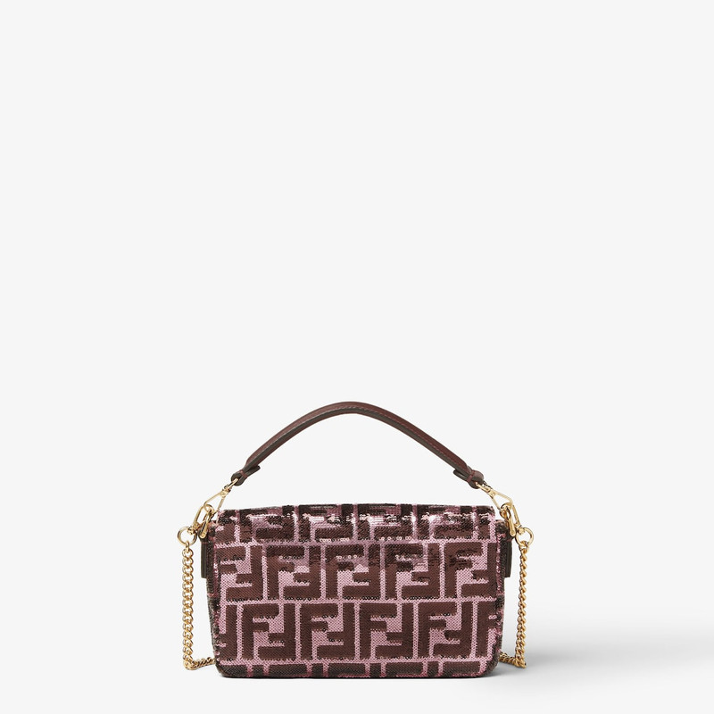Baguette® Mini Pink and burgundy FF sequin bag 3