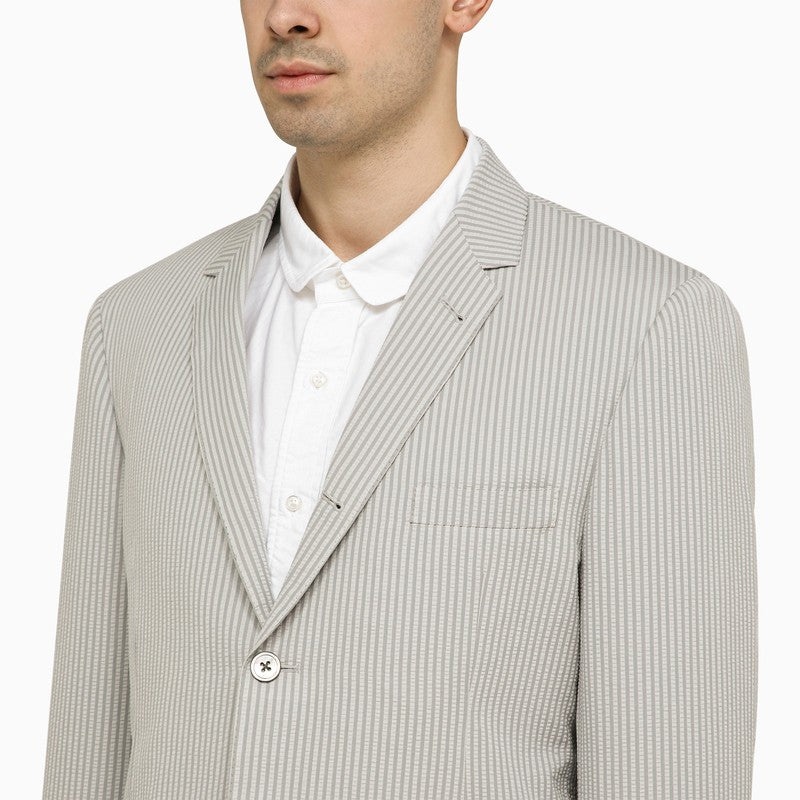 LIGHT GREY SINGLE-BREASTED PINSTRIPE JACKET - 4