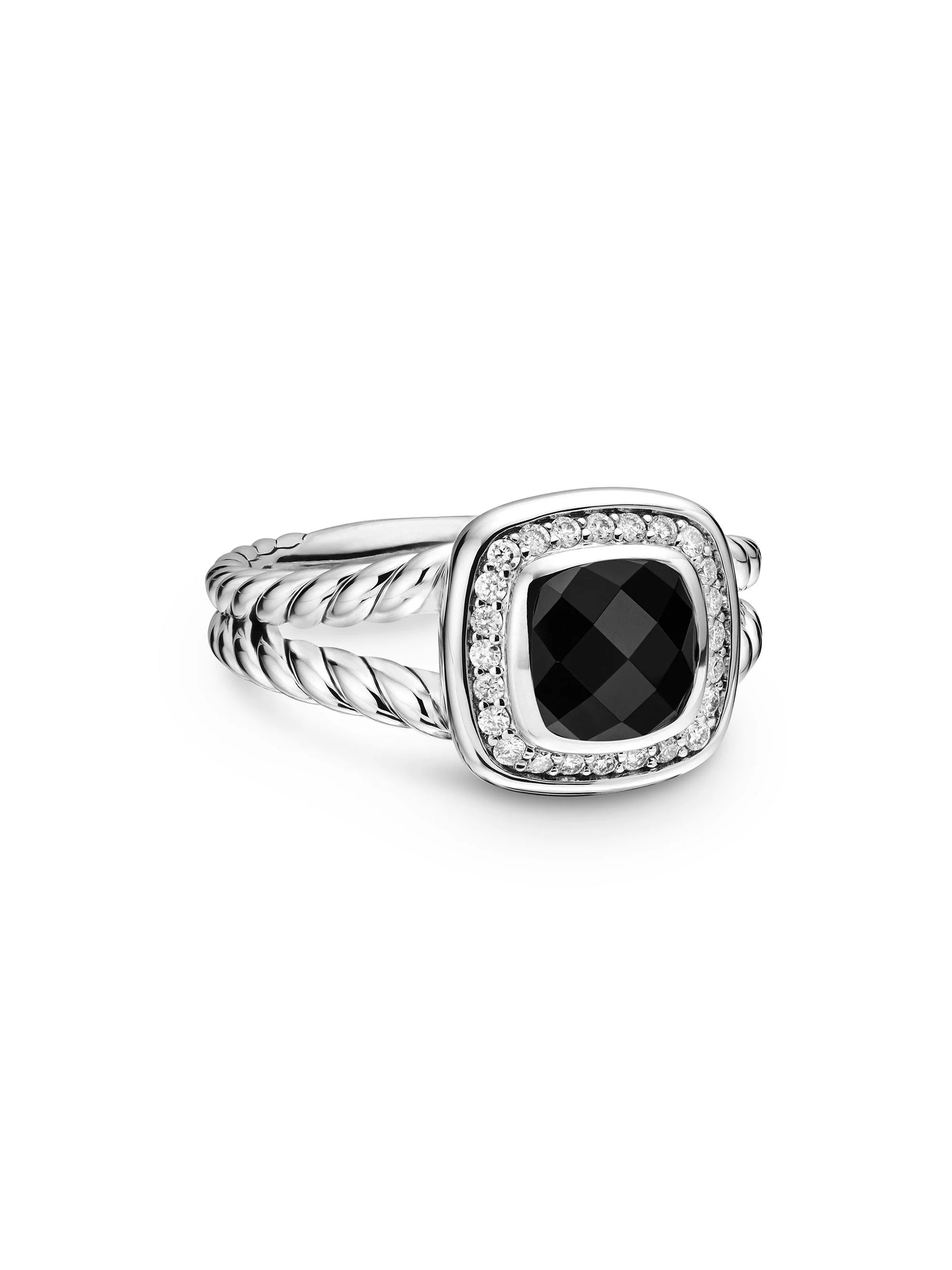 Women's Petite Albion Ring With Pavé Diamonds - Black Onyx - 1