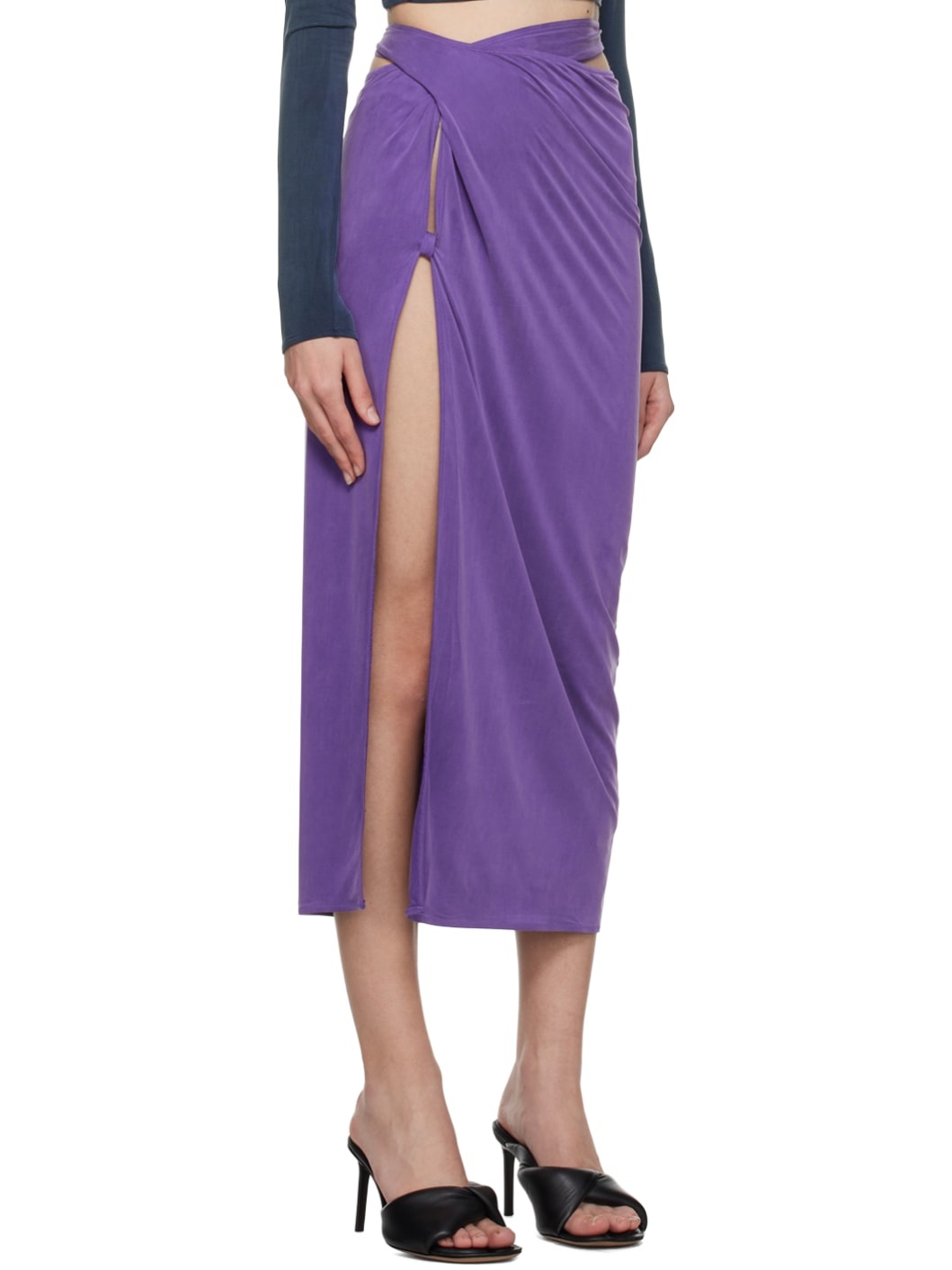 Purple Le Raphia 'La Jupe Espelho' Midi Skirt - 2