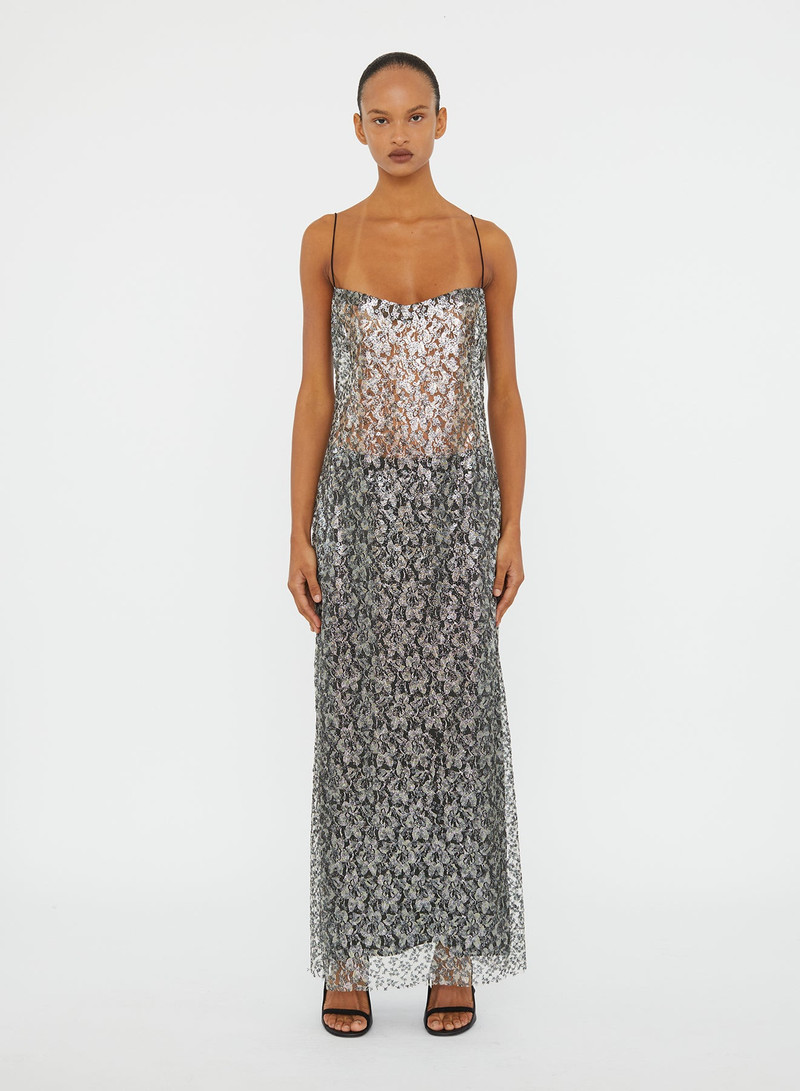 Sequined Lace Cami Dress - 1