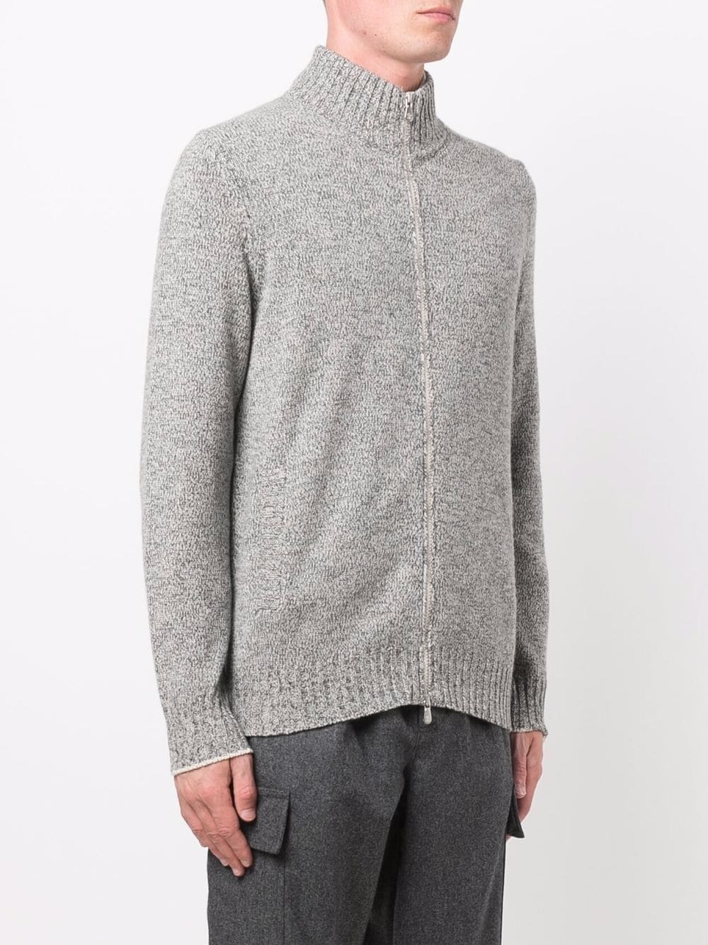 long-sleeve zip-up knitted jumper - 3