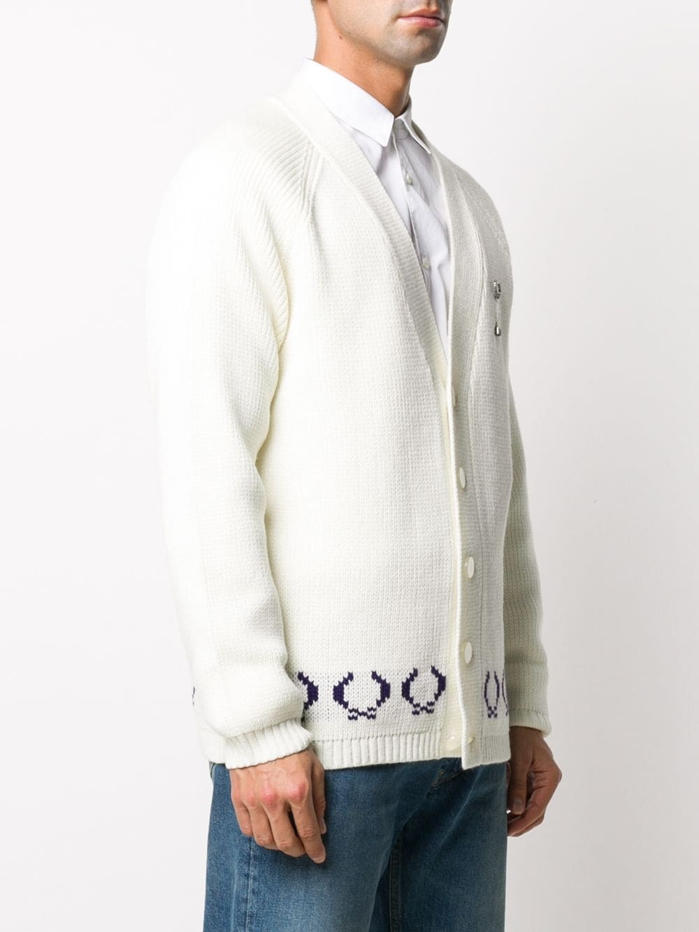 intarsia-knot logo cardigan  - 3