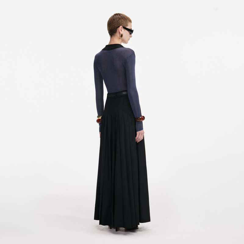self-portrait Navy Viscose Knit Bodysuit outlook