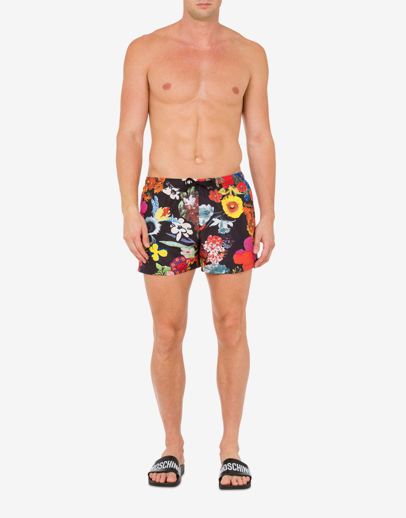 Moschino ALLOVER FLOWERS NYLON SWIM TRUNKS outlook