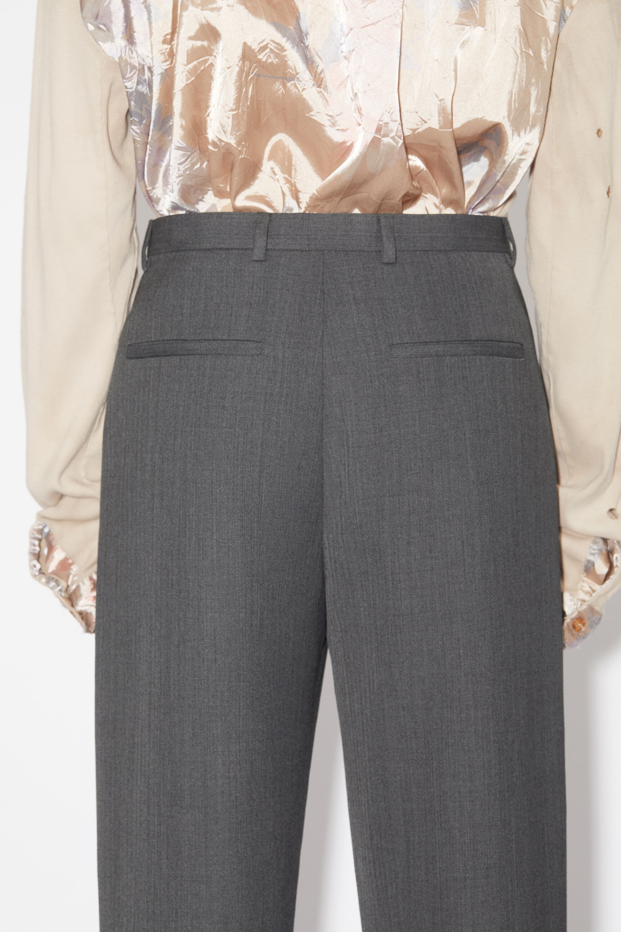 Wool blend trousers - Dark grey melange - 5