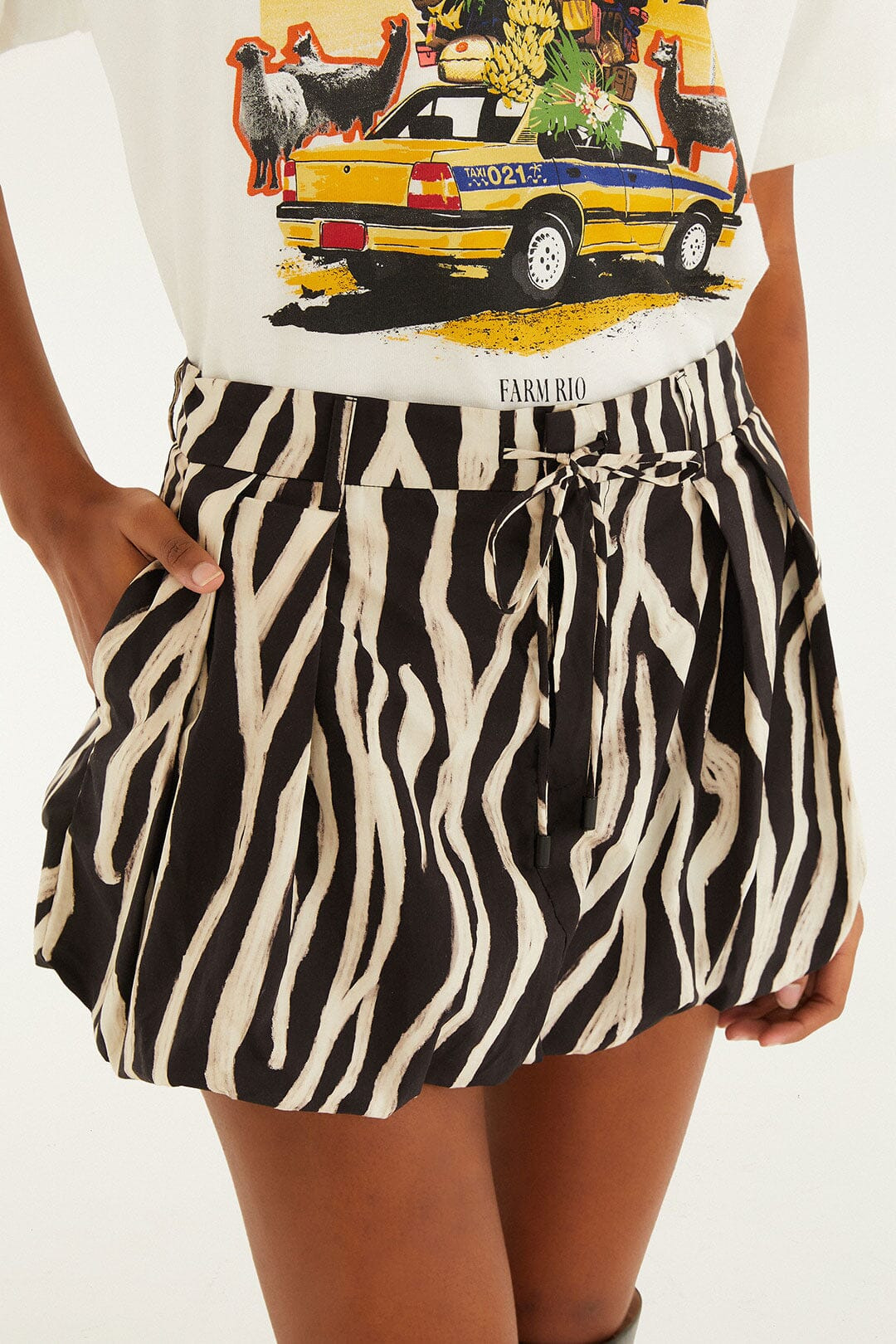 Black Tropical Zebra Organic Cotton Mini Skirt - 3