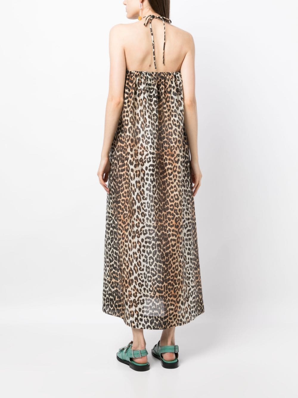 leopard-print halterneck maxi dress - 4