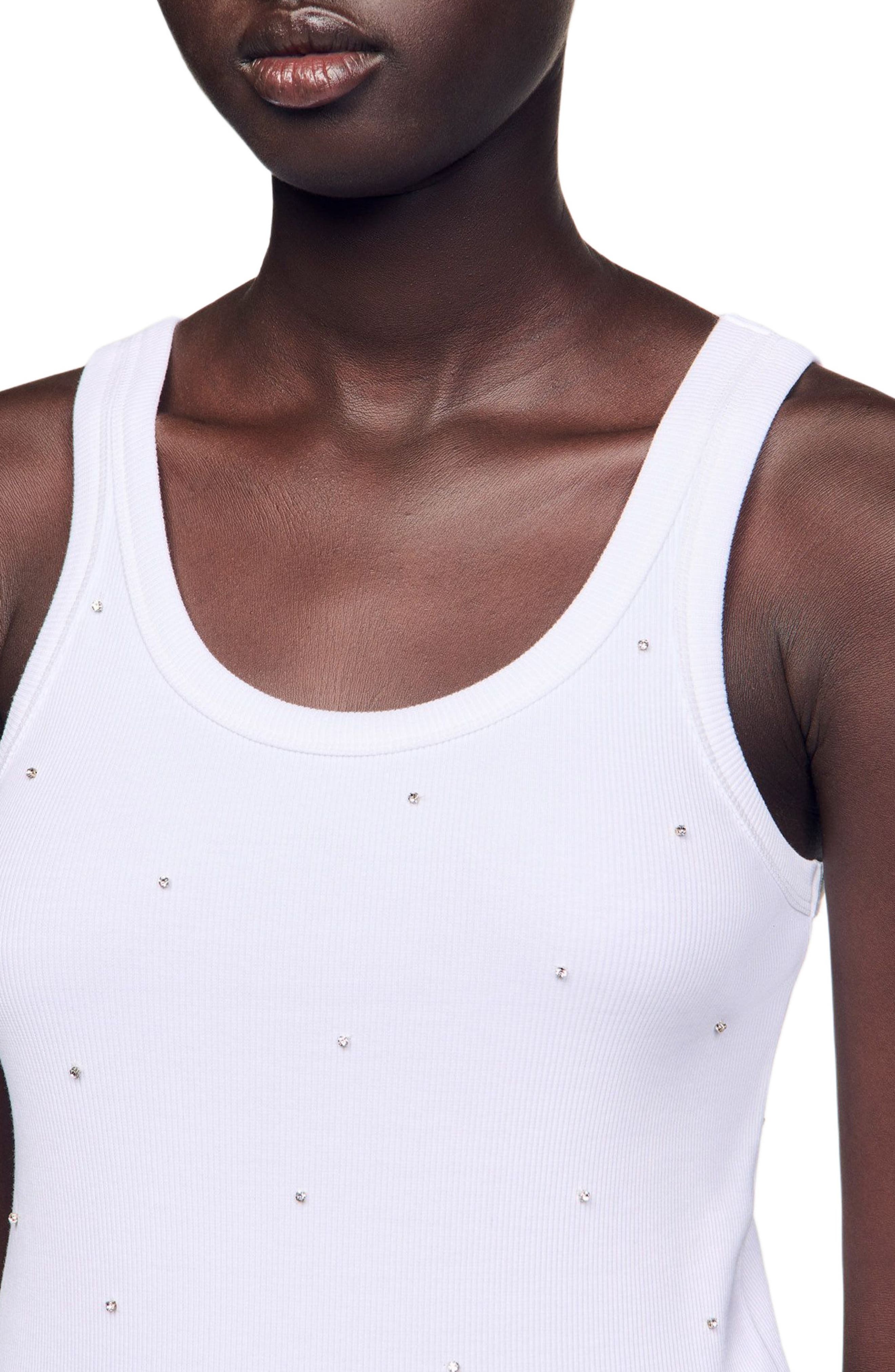 SANDRO Vest top with rhinestones in White at Nordstrom - 3