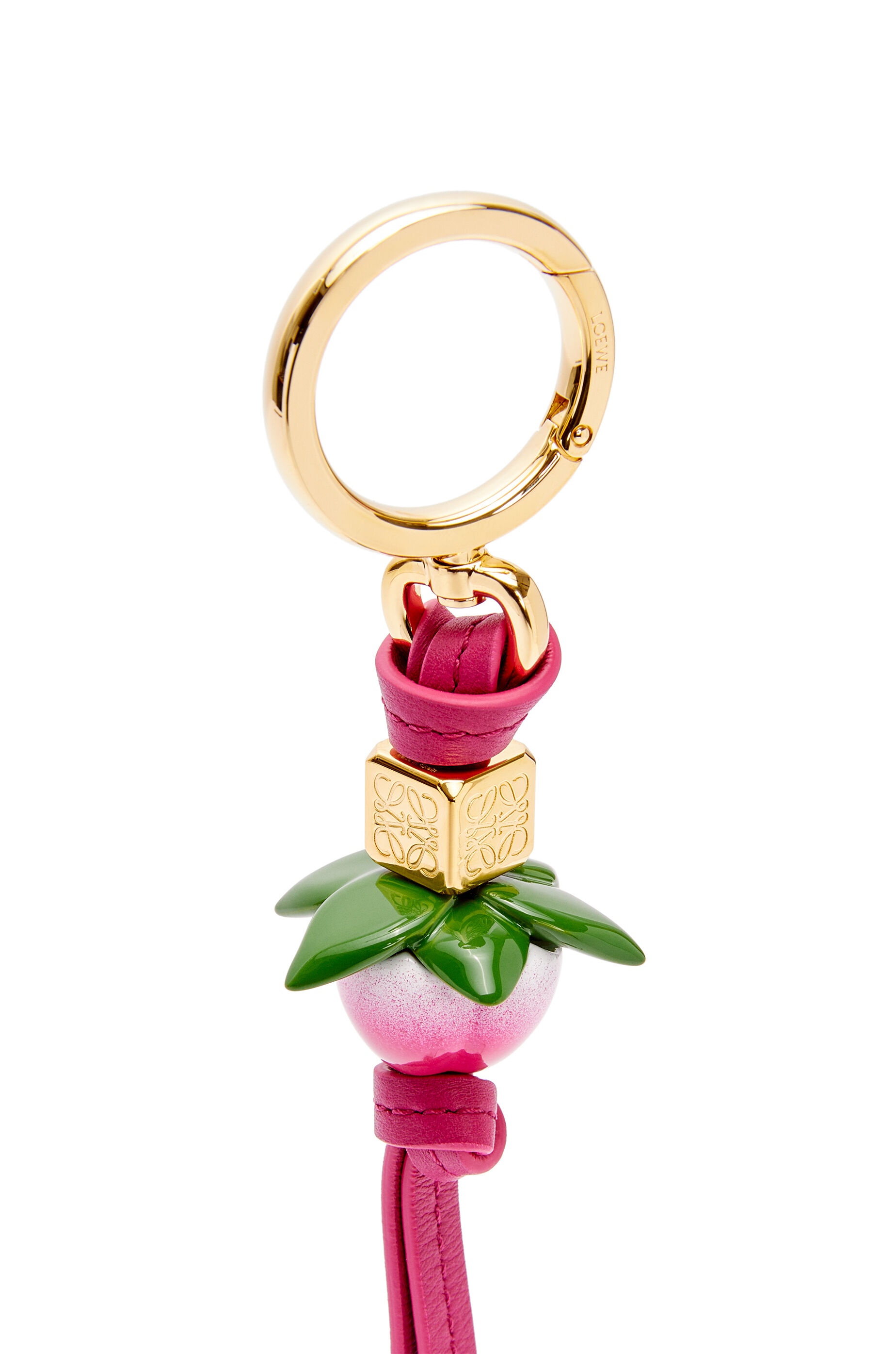 Peach charm from calfskin and brass - 2