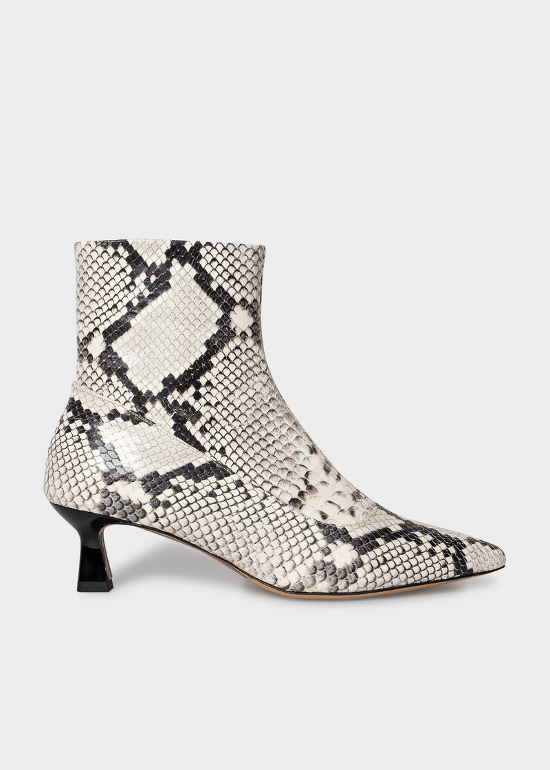 Cream Snake Print 'Sarita' Boots 1