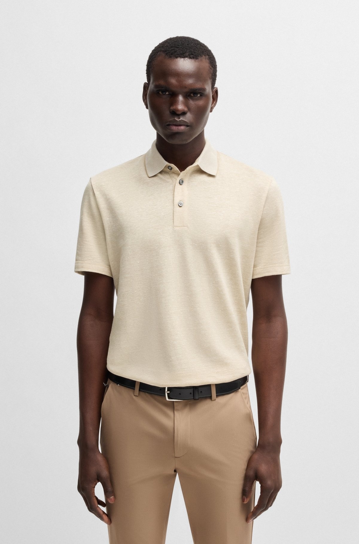 KNIT POLO SHIRT IN COTTON AND LINEN - 2