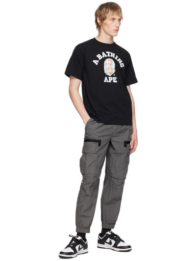 A BATHING APE® Black Bleached Check College T-Shirt outlook