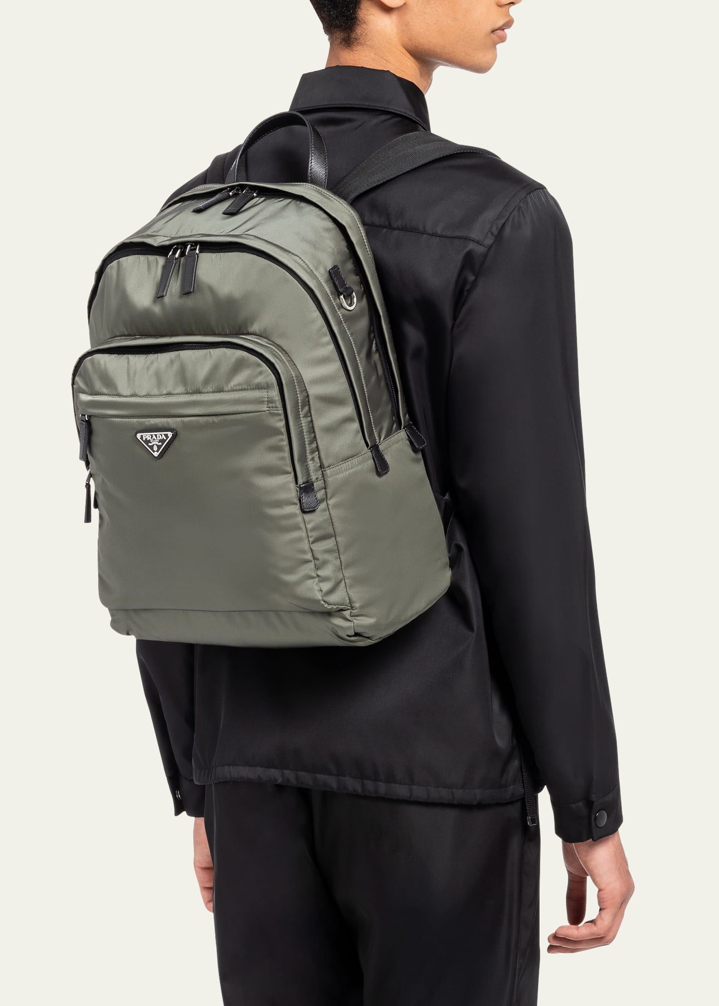 Men's Triangle Logo Nylon Backpack - 2