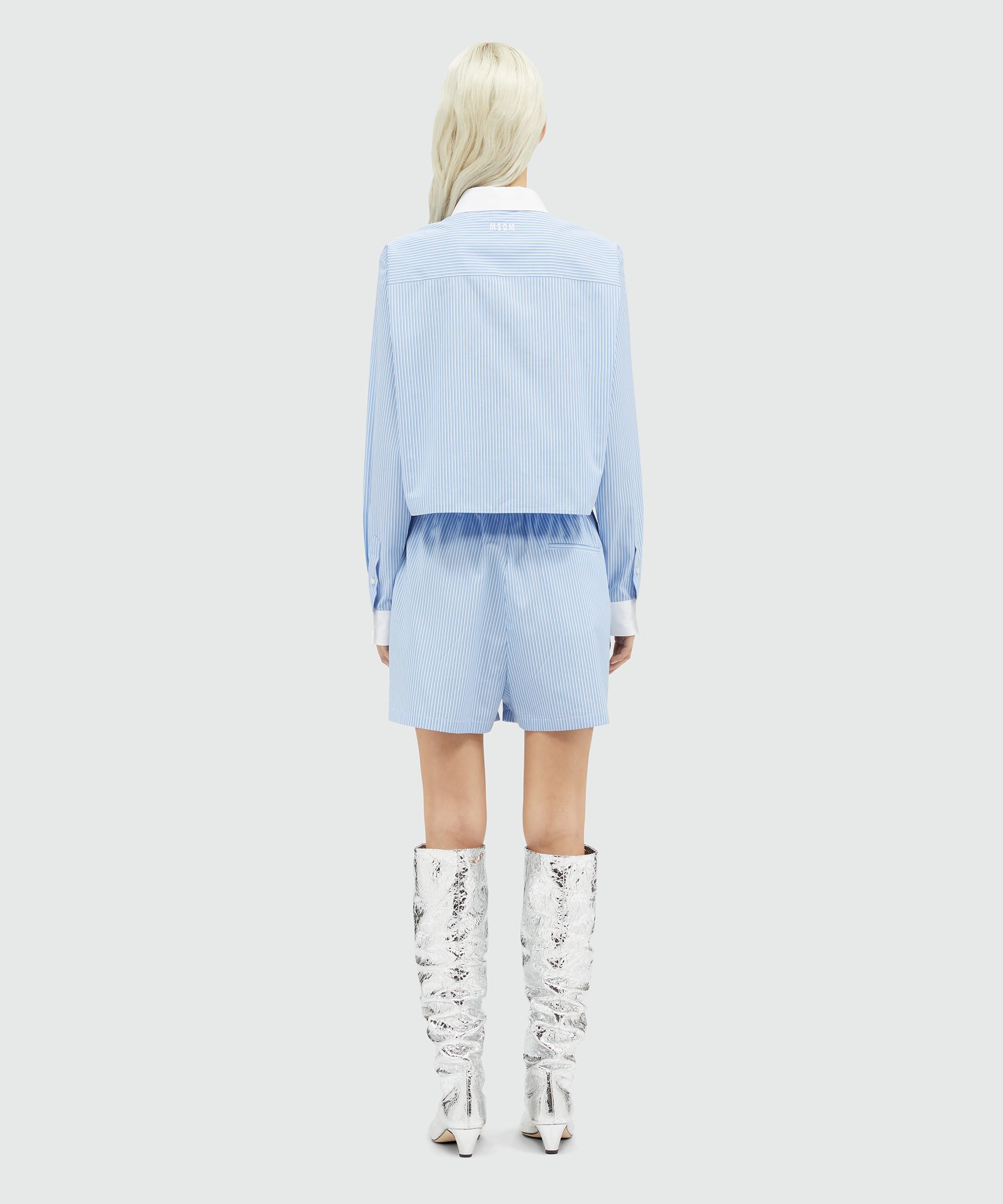 Striped poplin shorts - 3