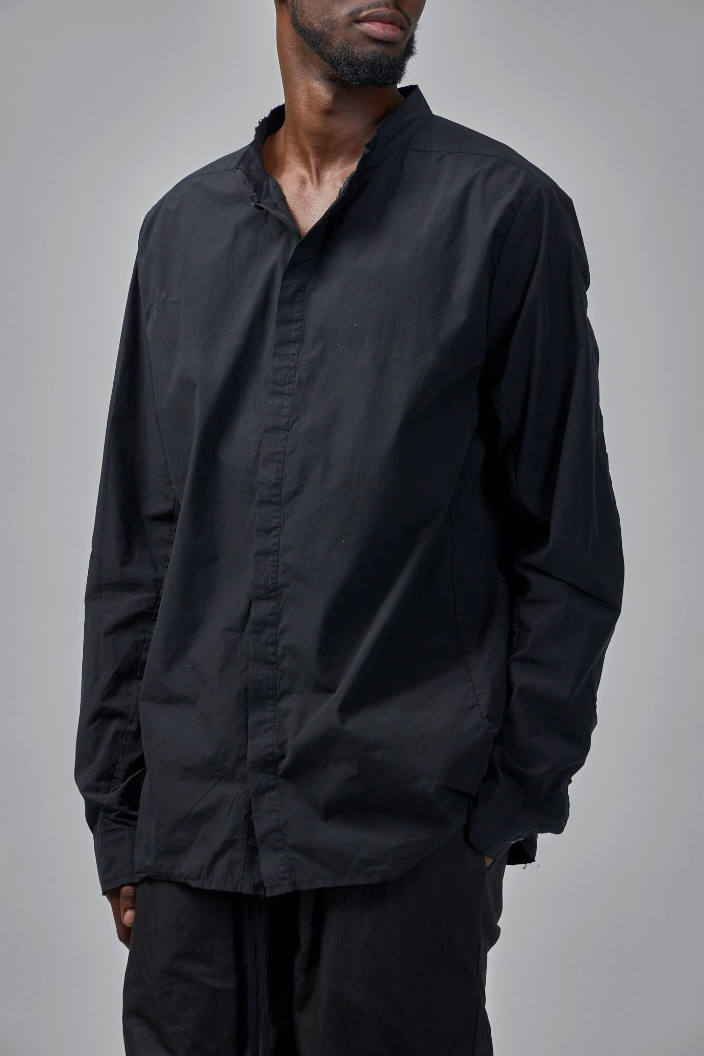 Long Cotton Shirt Stand Up Collar - 6