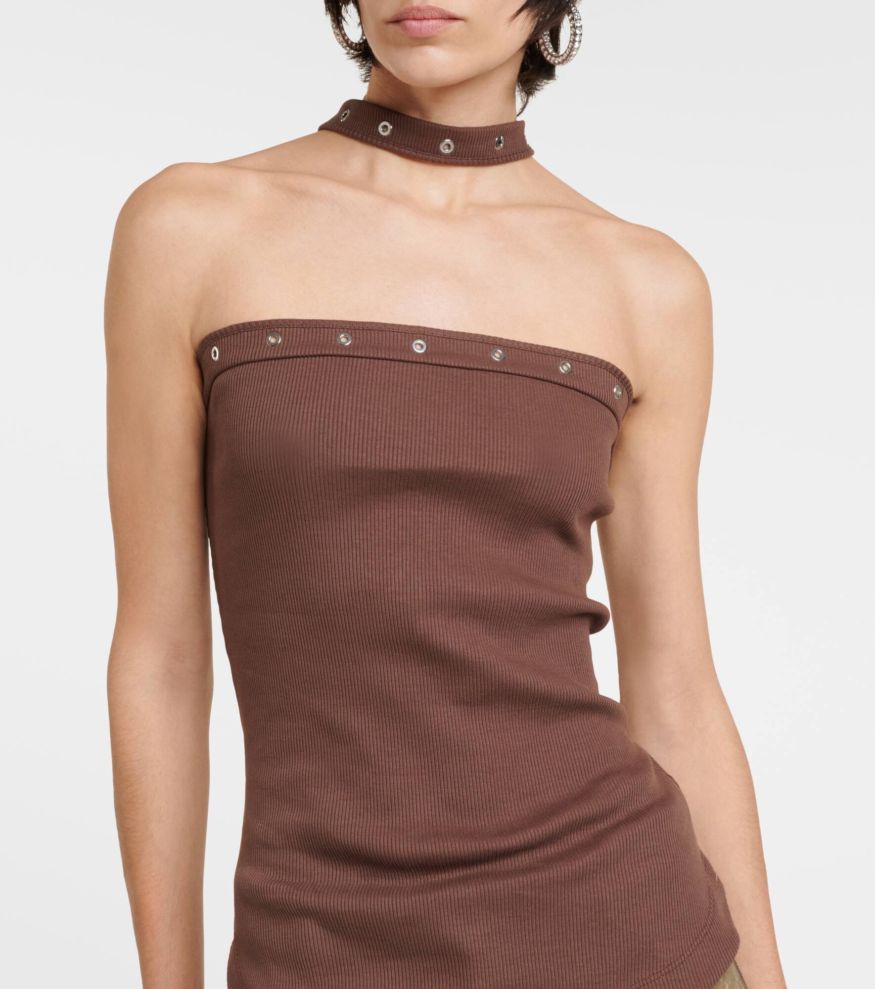 Ribbed-knit halterneck jersey top - 4