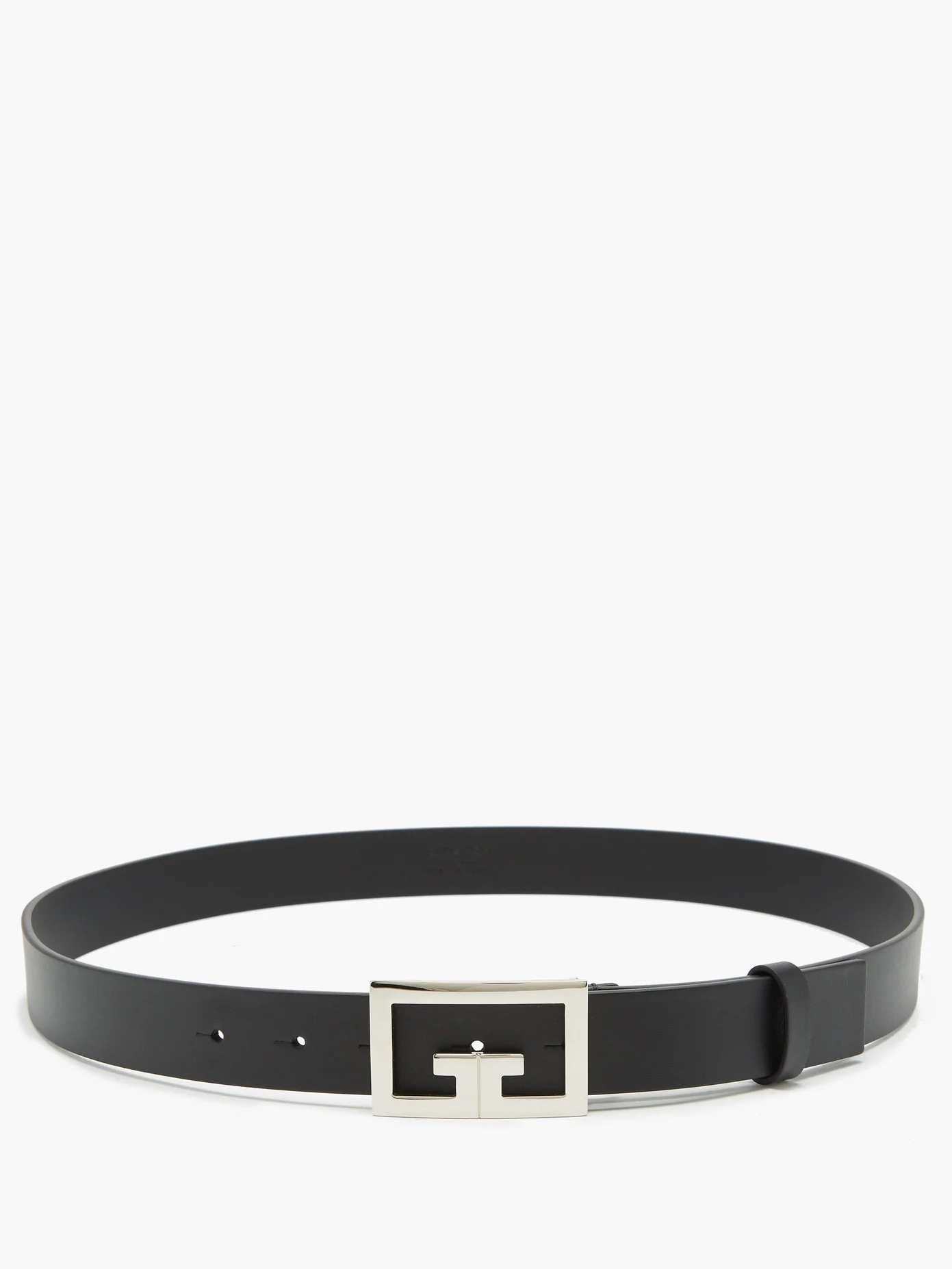 Logo-buckle leather belt - 5