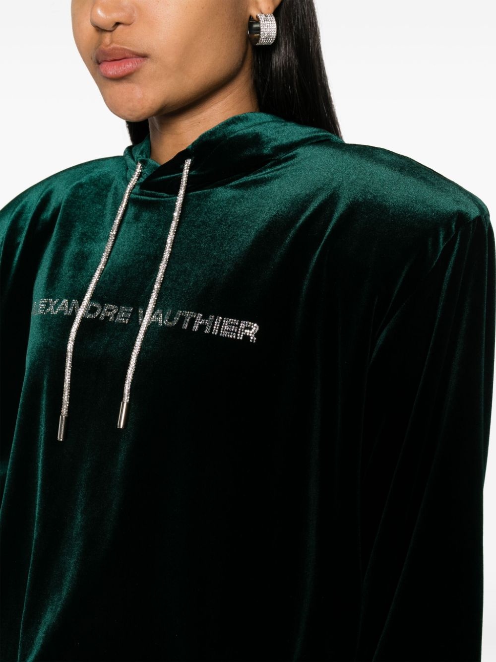 logo-print velour hoodie - 5