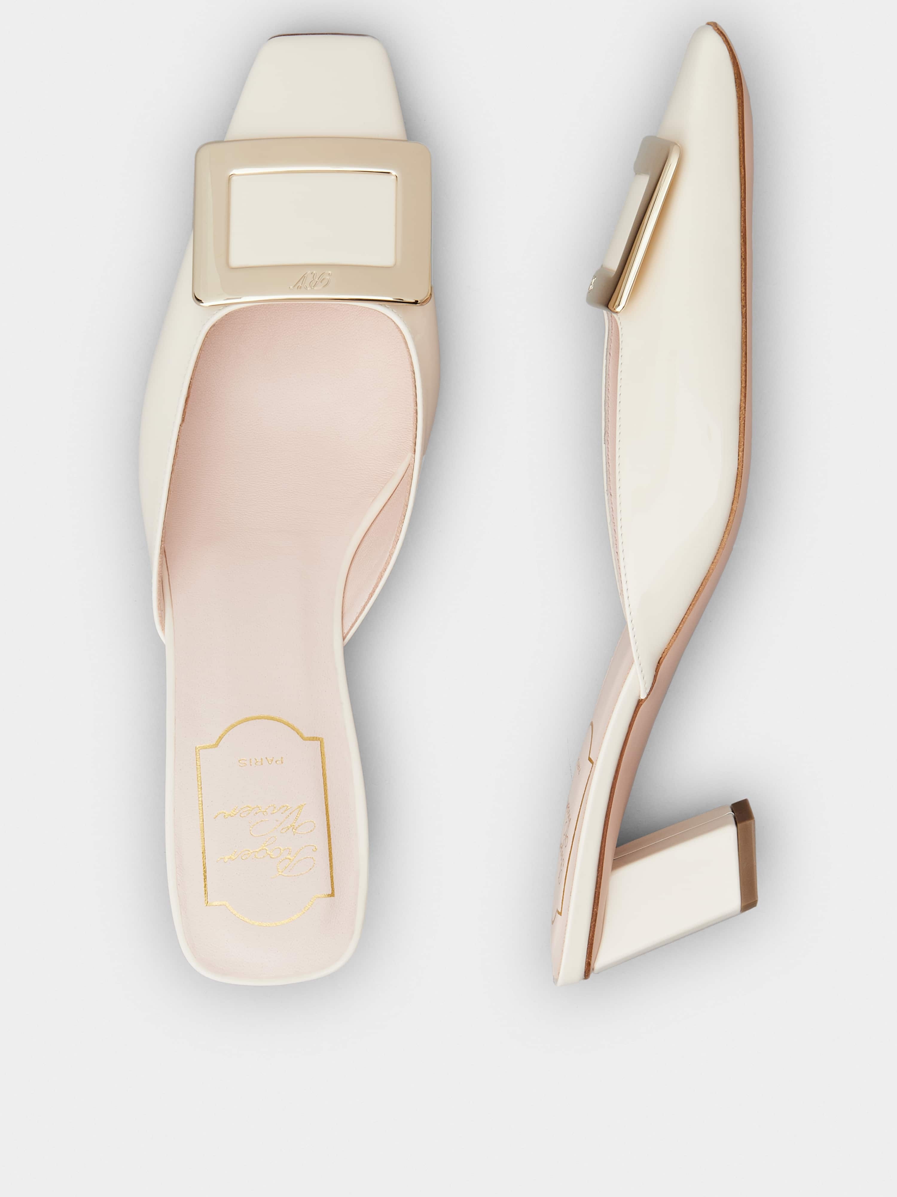 Belle Vivier Metal Buckle Mules in Patent Leather - 4
