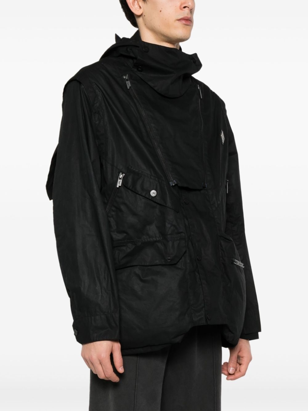 logo-plaque hooded jacket - 3