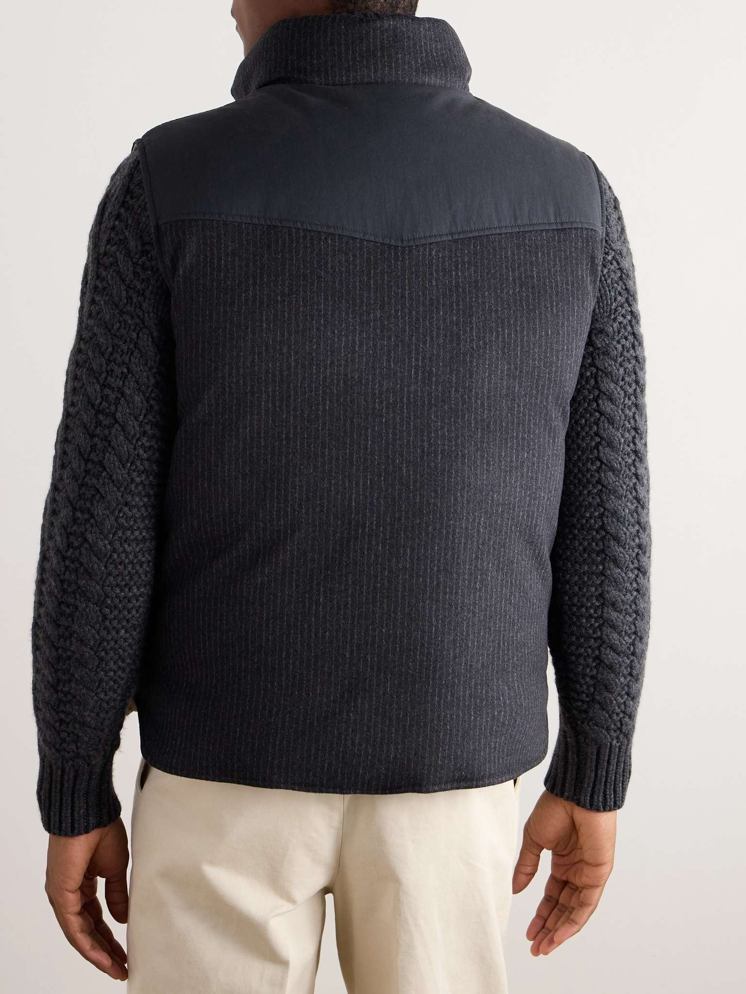 Pinstriped Wool and Cashmere-Blend Padded Down Gilet - 4