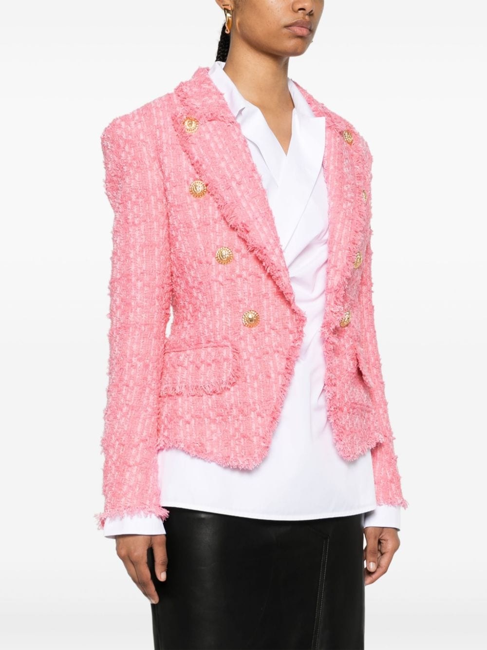 embossed-buttons tweed jacket - 3