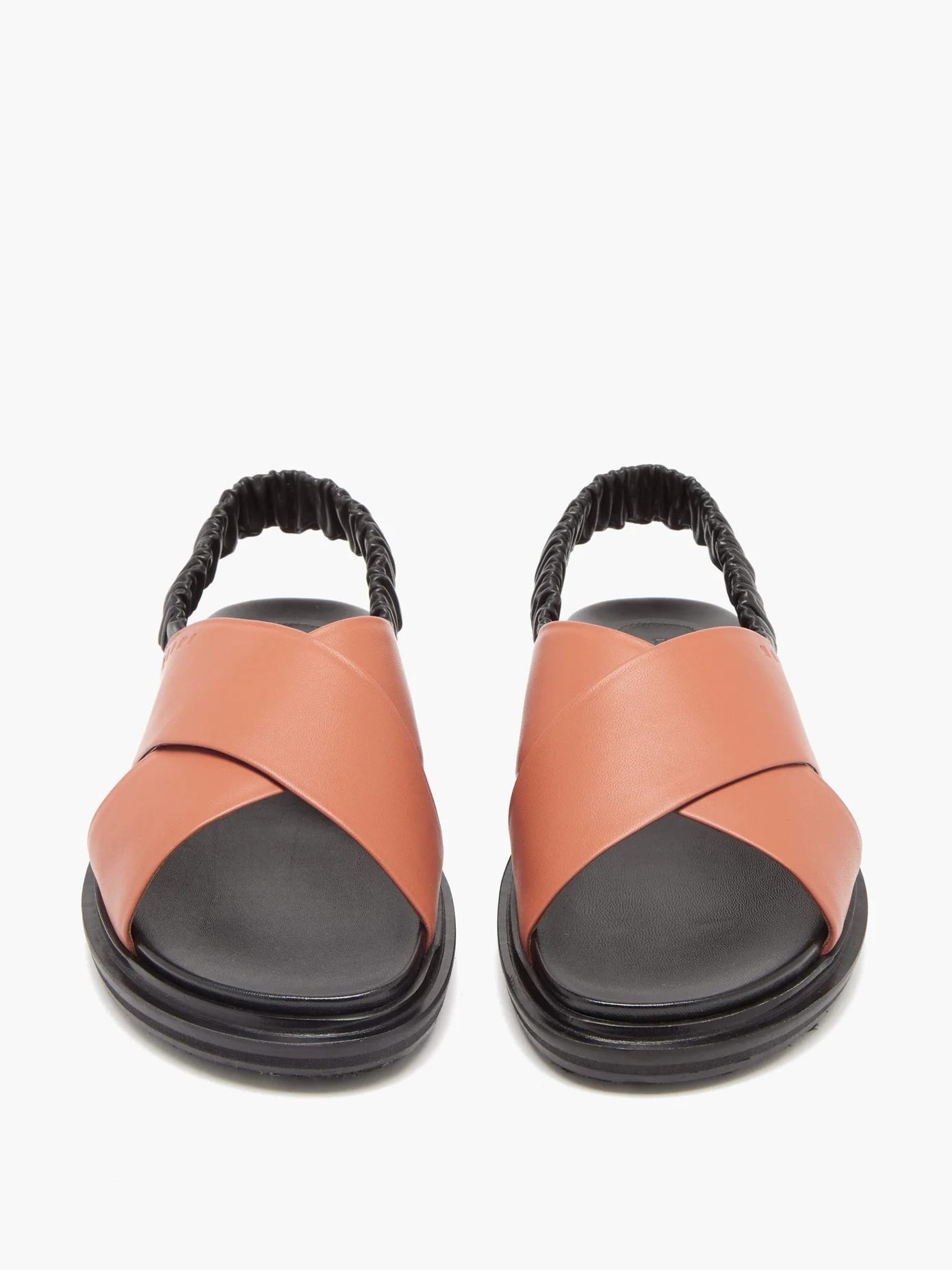 Bi-colour leather slingback sandals - 5