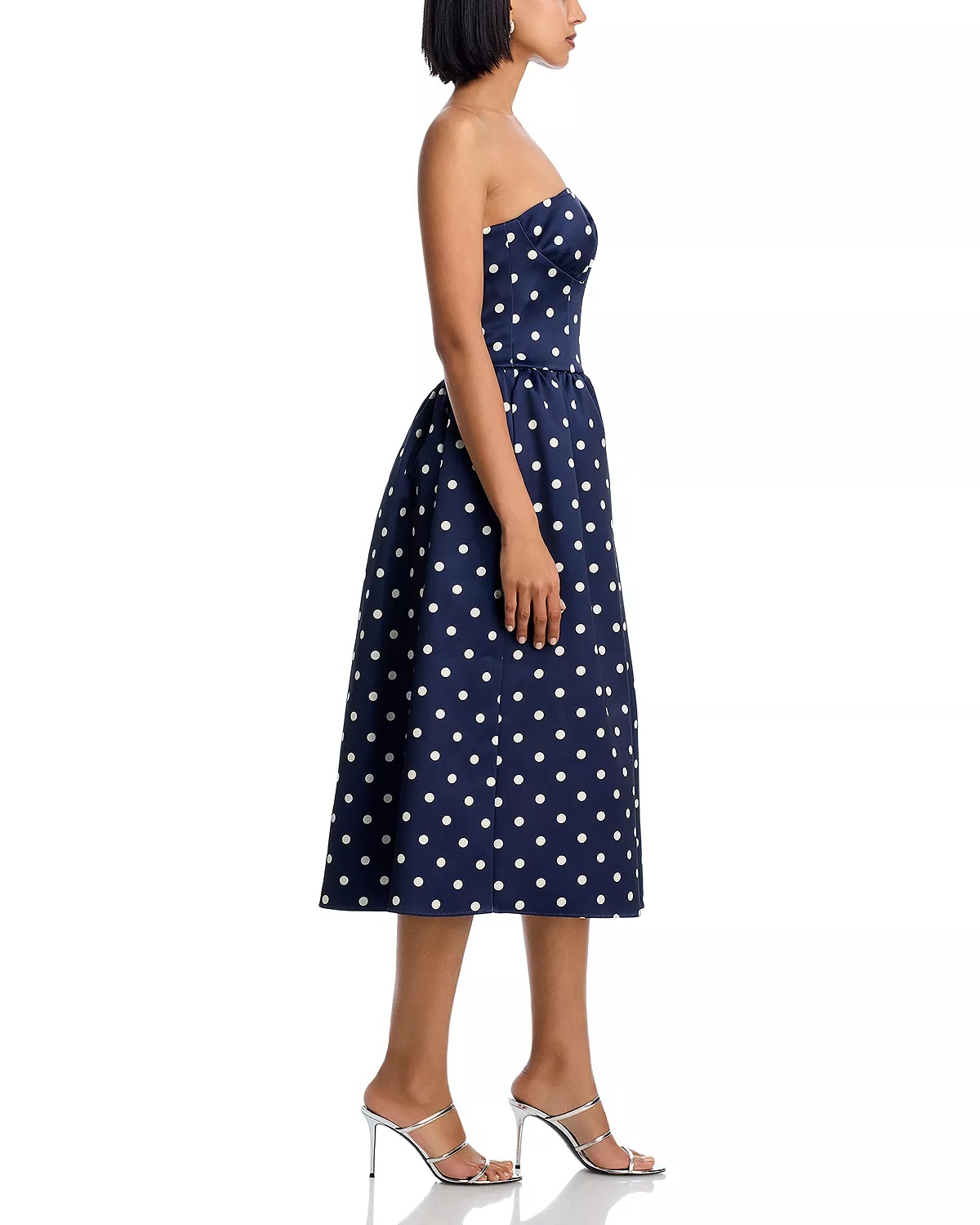 Polka Dot Satin Midi Dress - 5