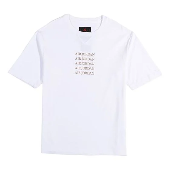 Air Jordan Embroidered Logo Athleisure Casual Sports Round Neck Short Sleeve White AT8873-100 - 1