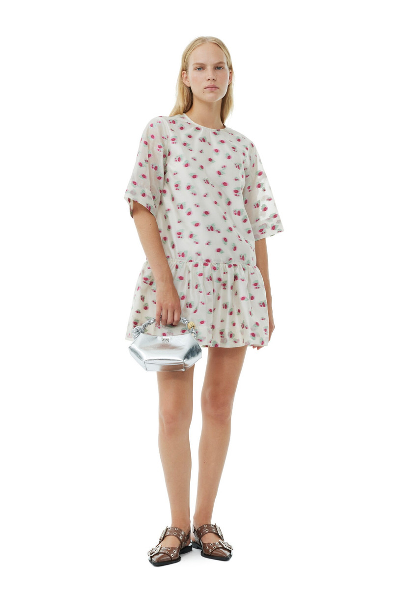 GANNI ORGANZA JACQUARD OPEN-BACK MINI DRESS outlook