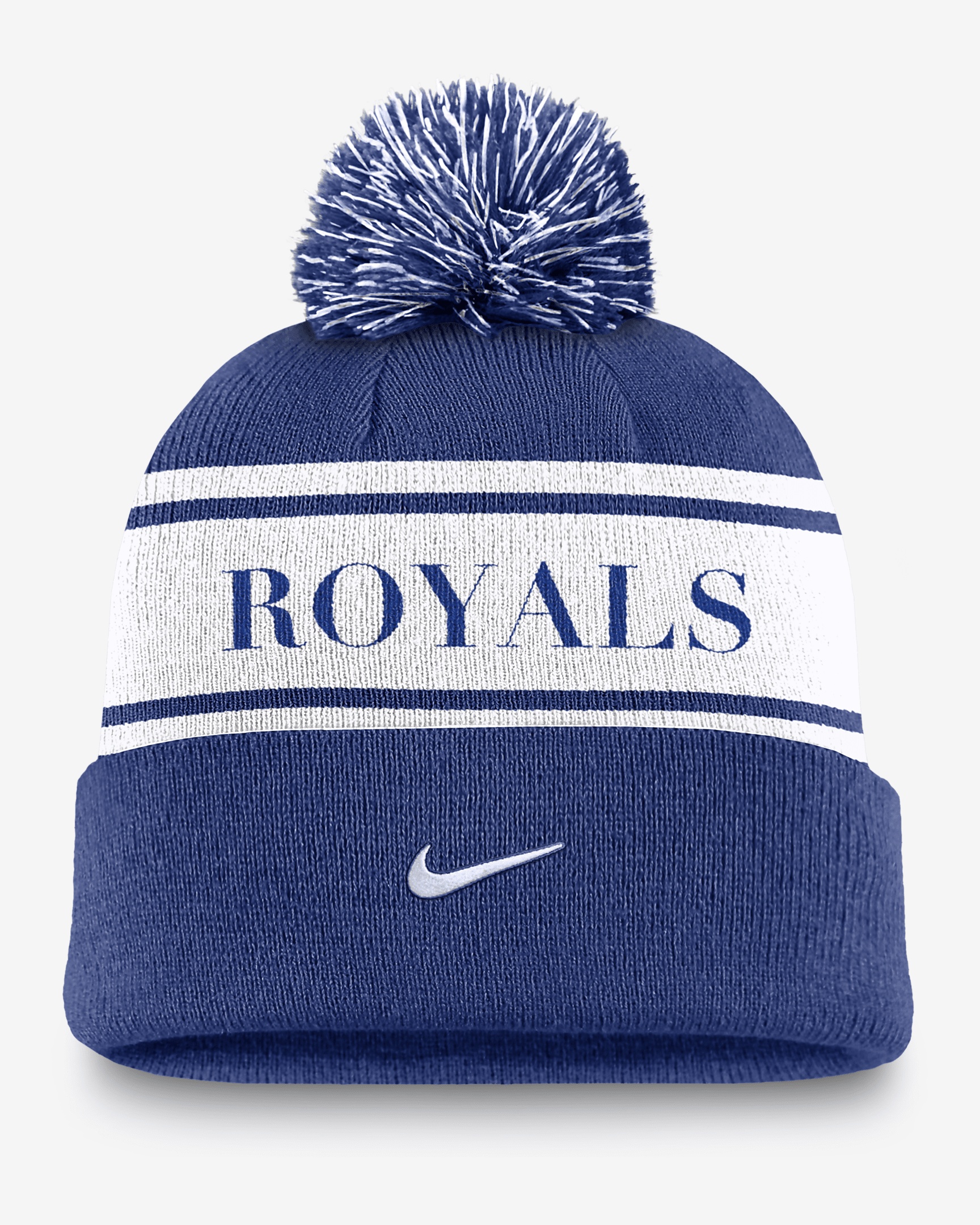 Kansas City Royals Team Stripe Peak Men's Nike MLB Cuffed Pom Beanie - 2