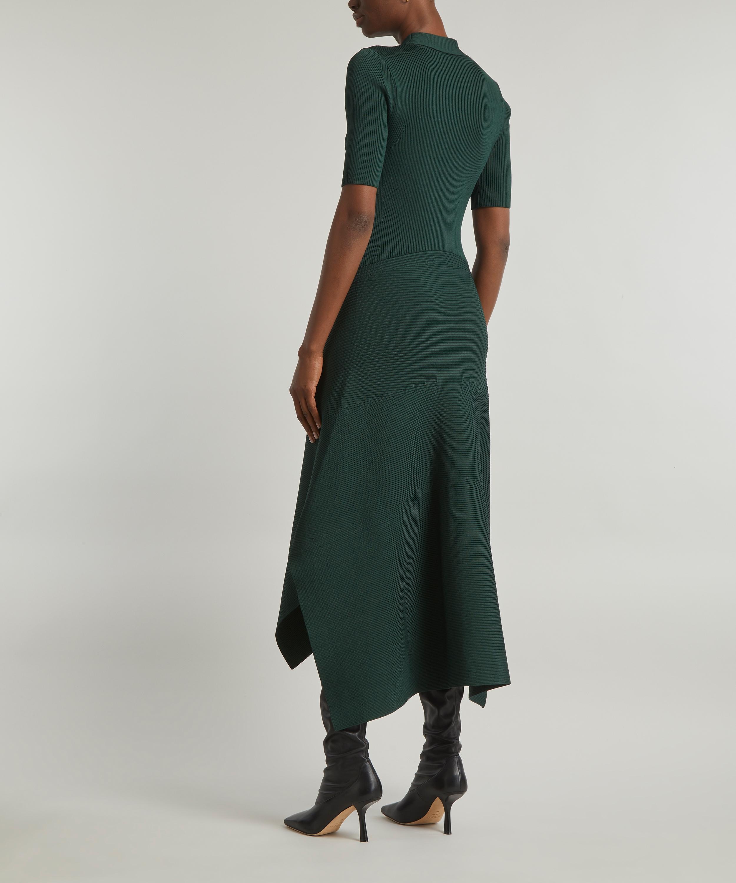 Asymmetric Compact Rib Sweater Dress - 4