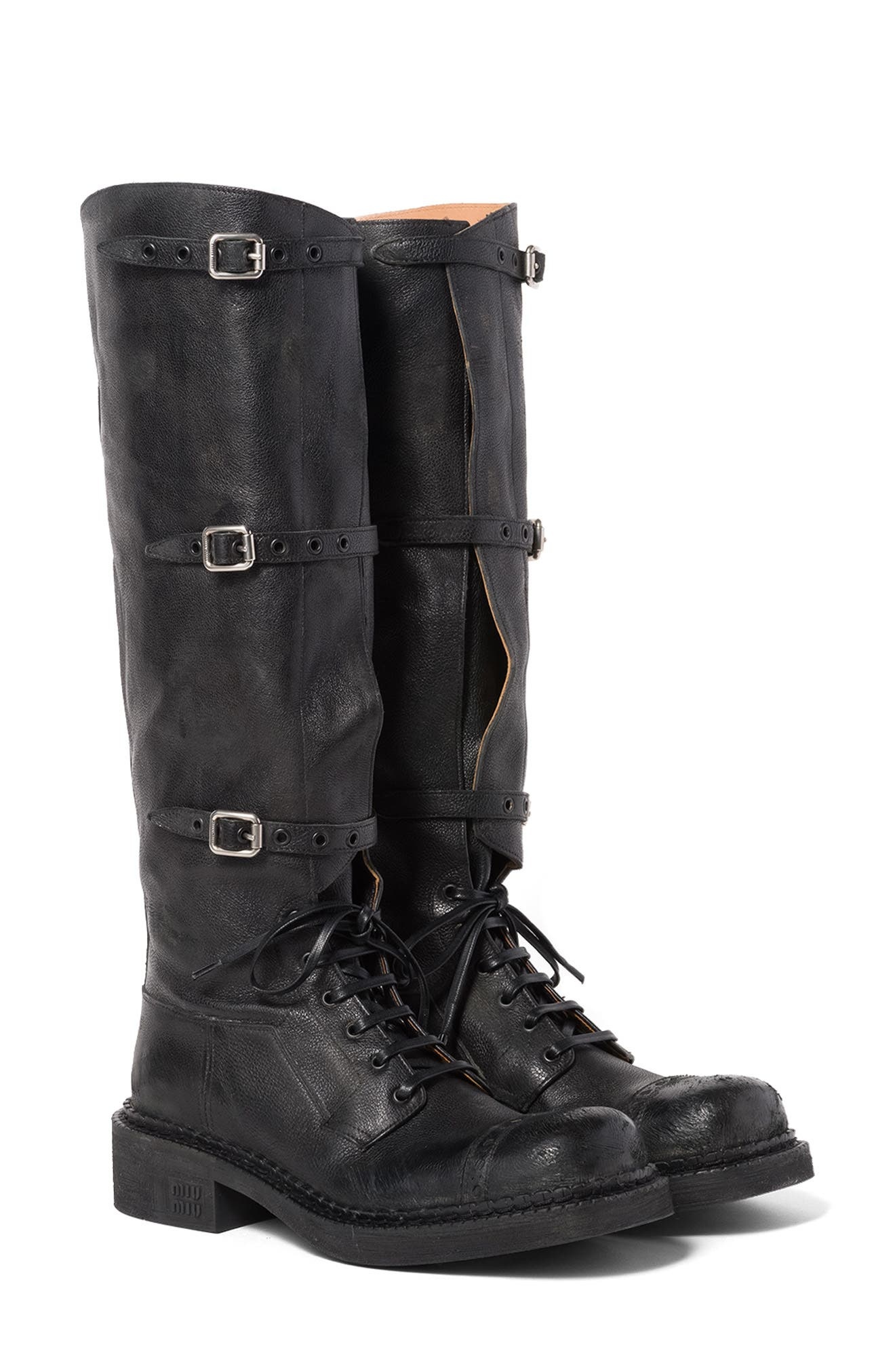 Miu Miu Split Shaft Tall Boot in Nero at Nordstrom - 1