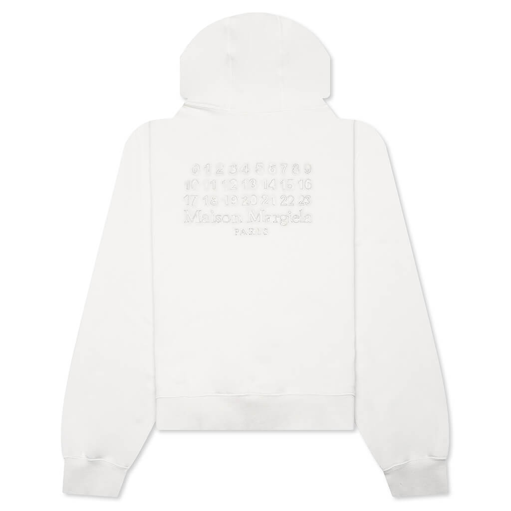 REVERSE APPLICATED STITCH LOGO ZIPPED HOODIE - ECRU - 2